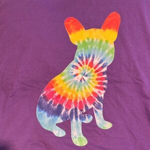 French Bulldog Tie-Dye Design Gildan Purple T-Shirt - Size XL